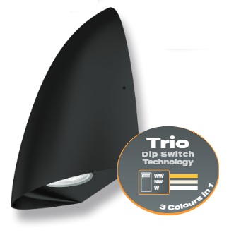 FINN-8 FIN SHAPE 8W WALL LIGHT IP65 240V BLACK